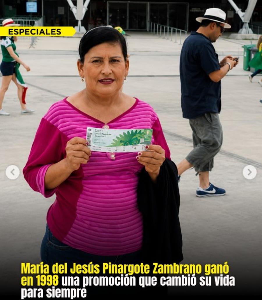 María del Jesús Pinargote Zambrano (66 de ani) a câștigat în 1998 un concurs Coca-Cola și a văzut gratis șapte Mondiale / Foto: Instragram teleanticoquiago S-a uitat sub capac și a dat lovitura vieții! » Povestea curioasă a fanei ce a fost prezentă la toate Mondialele ratate de România după 1998 + Unde e la turneul actual