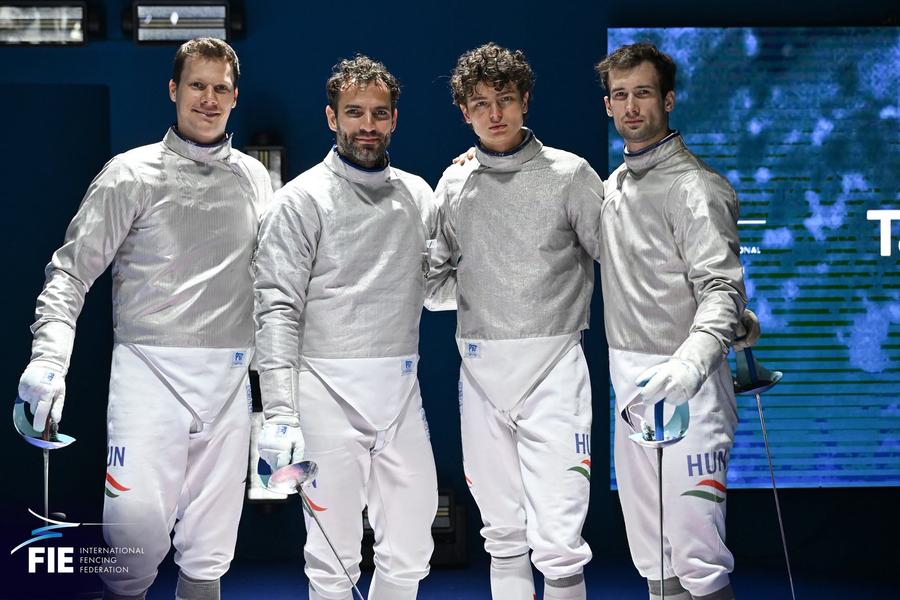 Echipa Ungariei FOTO FIE Echipa masculină de sabie a României, duel cu Ungaria în finală la Campionatele Europene