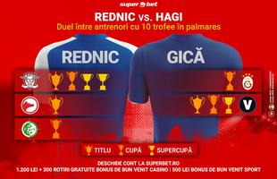 Rednic și Hagi, campionii care se confruntă în ”play-out”! Tot ce trebuie să știi să SuperPariezi pe duelul dintre ei!