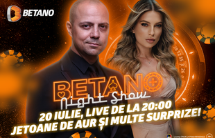 Nu rata ultimul episod Betano Night Show din acest sezon! Distrează-te alături de Dan Badea și de Ana Baniciu și câștigă 5 Jetoane de Aur!