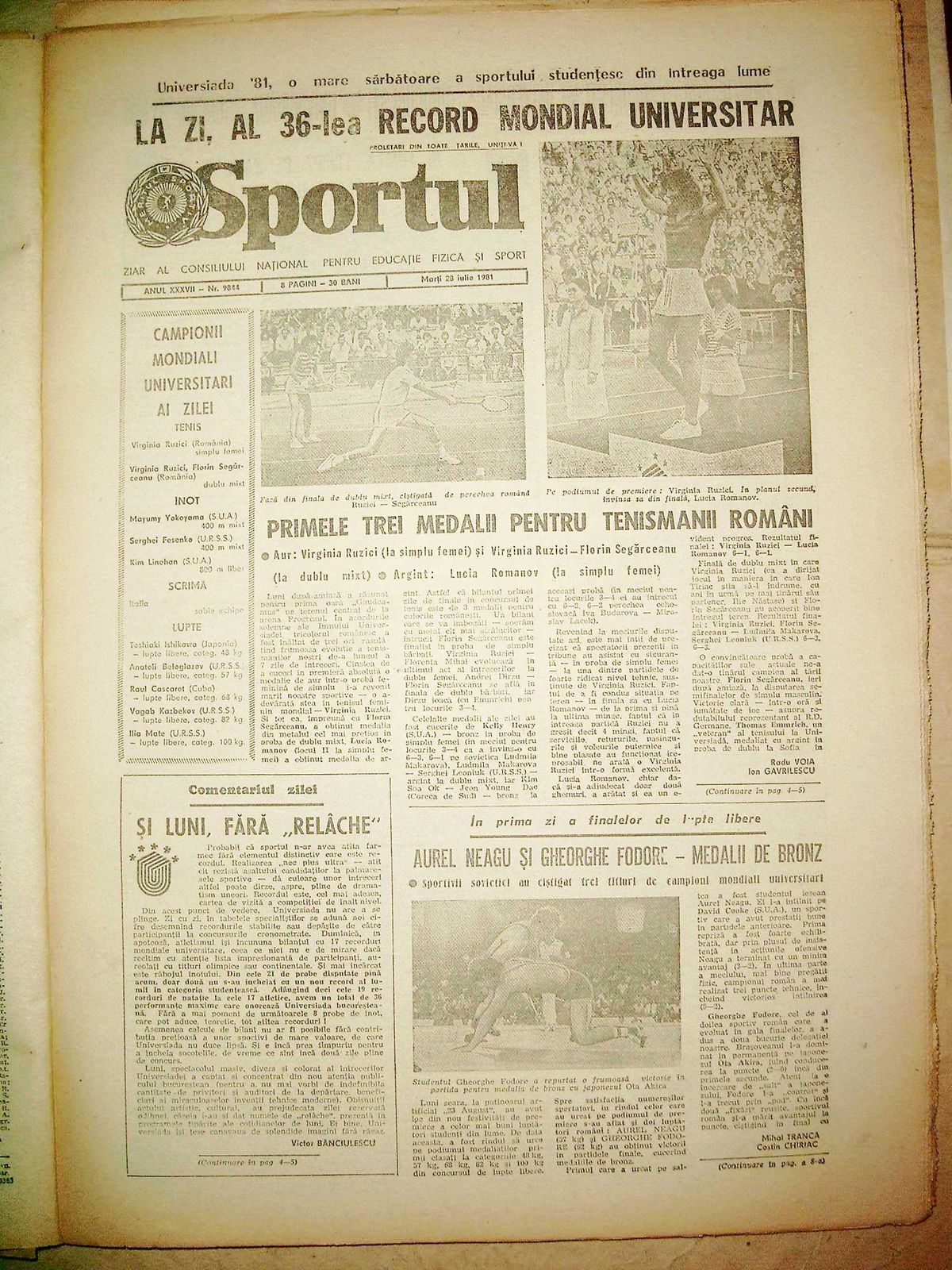 Universiada 1981 - foto: Arhiva Gazetei Sporturilor