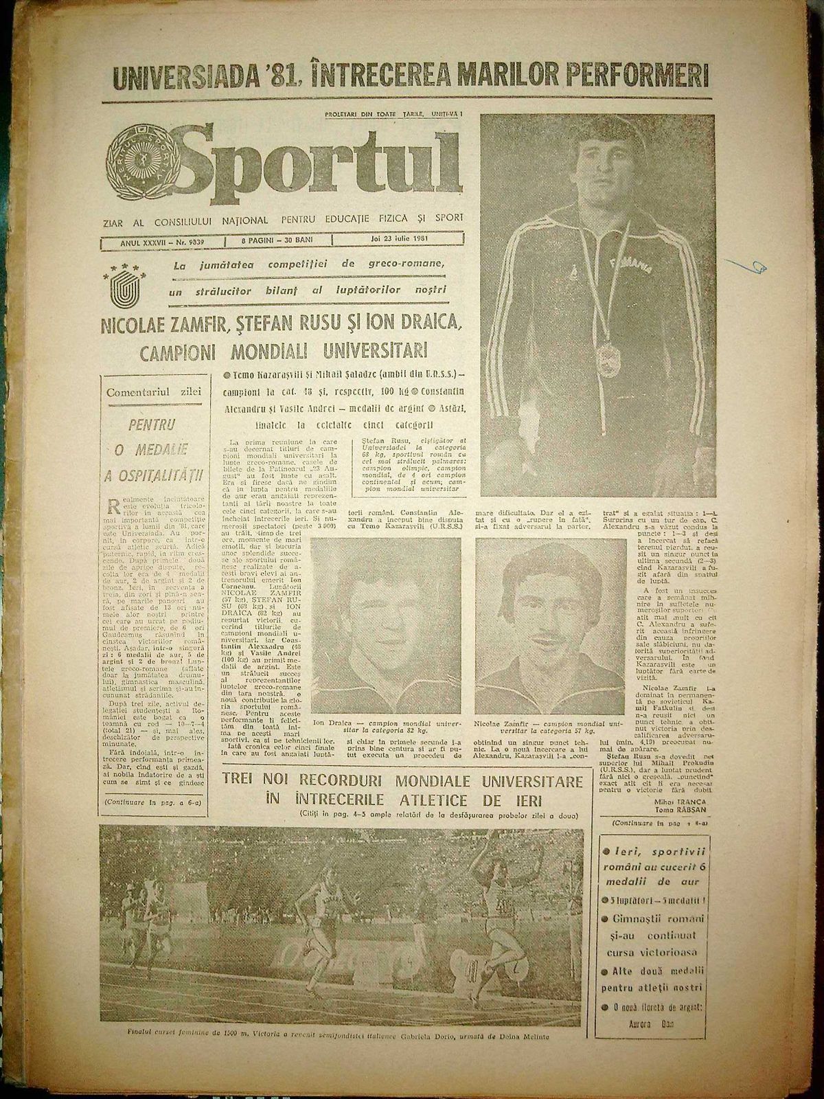 Universiada 1981 - foto: Arhiva Gazetei Sporturilor