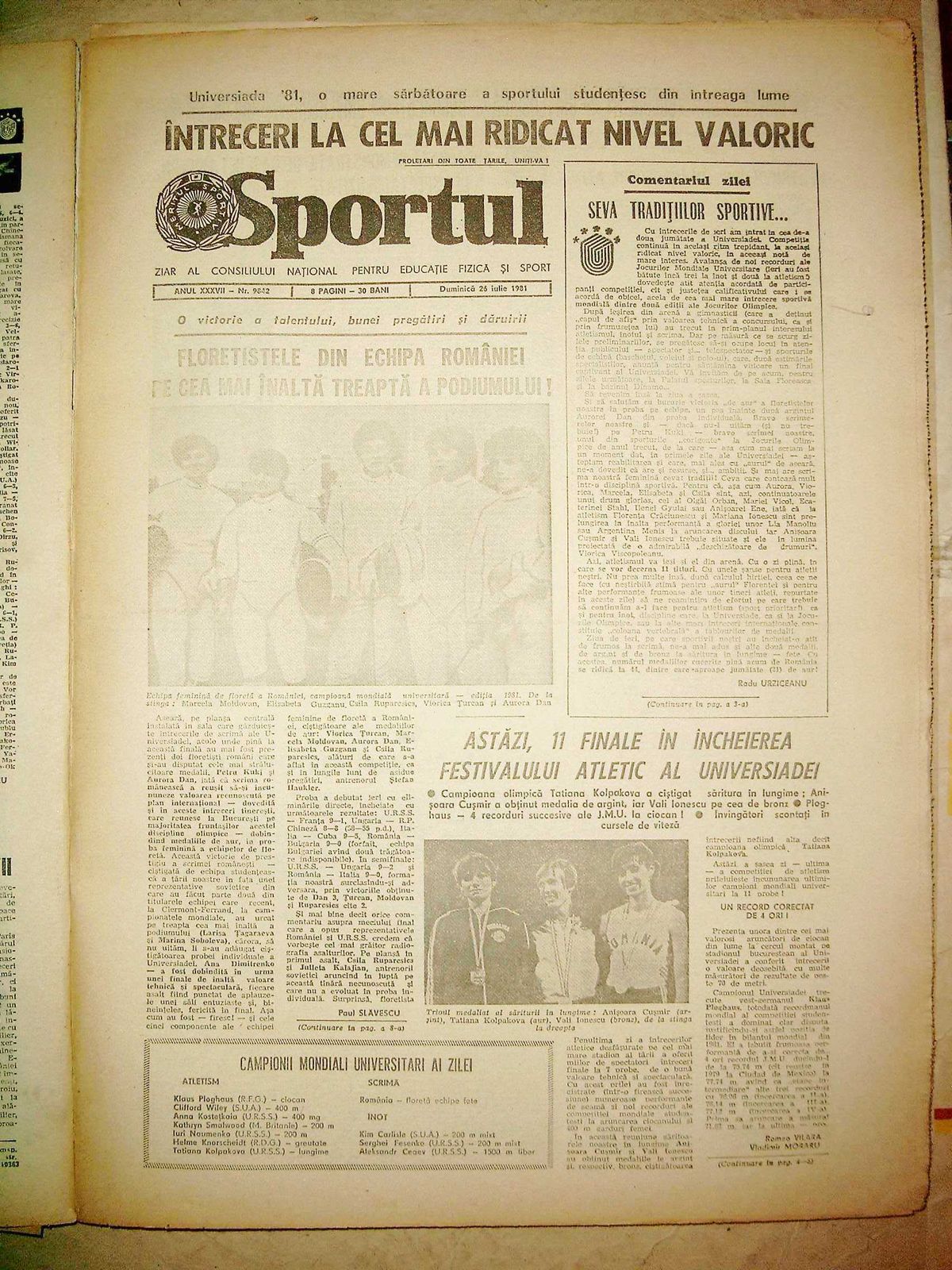 Universiada 1981 - foto: Arhiva Gazetei Sporturilor