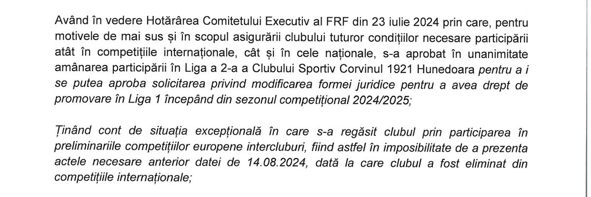 Decizie FRF - Corvinul