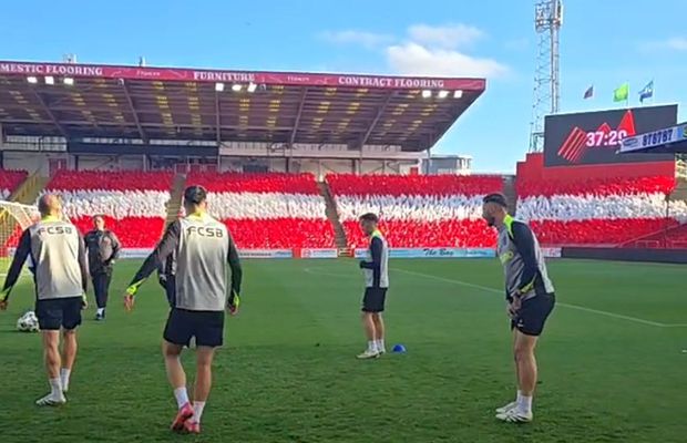 Au dat buzna în scenografia scoțienilor! FCSB, antrenament oficial pe stadionul special al lui Aberdeen: Marea Nordului, la 300 m de peluză