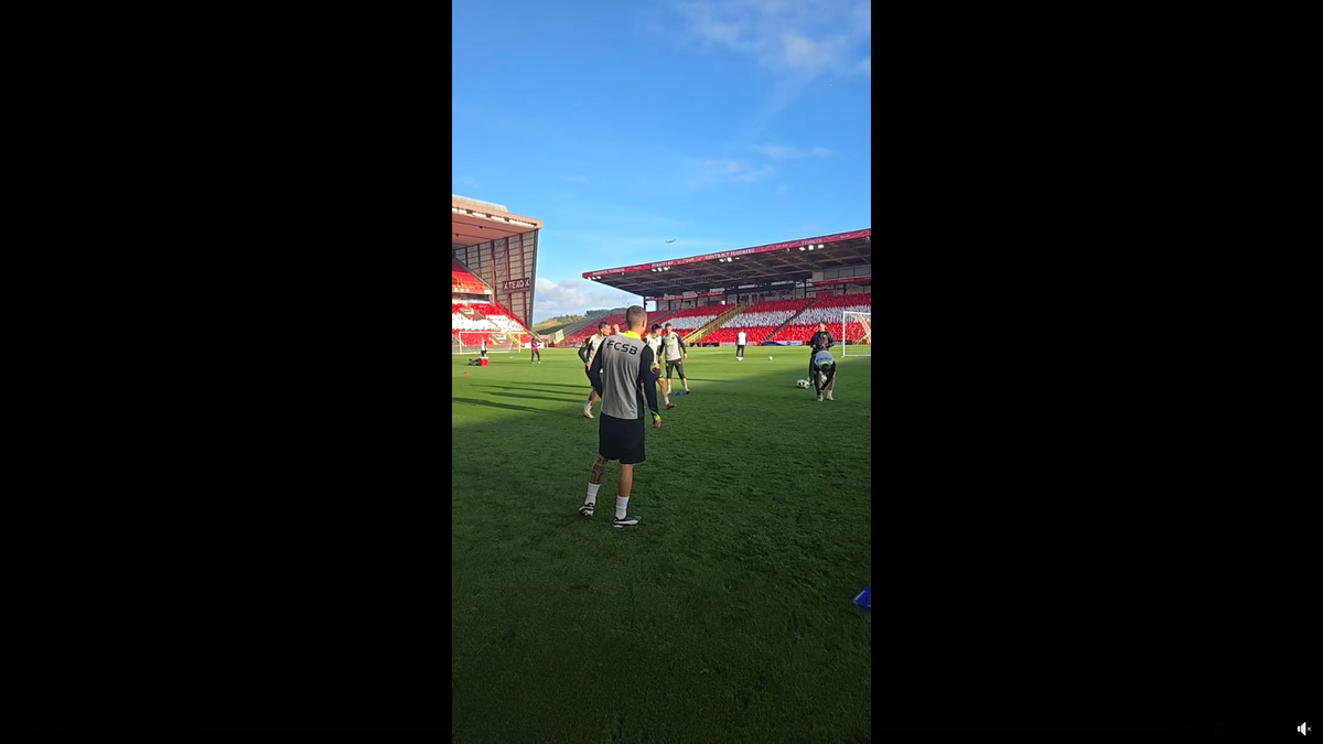 Au dat buzna în scenografia scoțienilor! FCSB, antrenament oficial pe stadionul special al lui Aberdeen: Marea Nordului, la 300 m de peluză