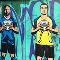 Neymar și Cristiano Ronaldo, pictați în afara San Siro. 
Foto: Instagram @alexsandropolombo