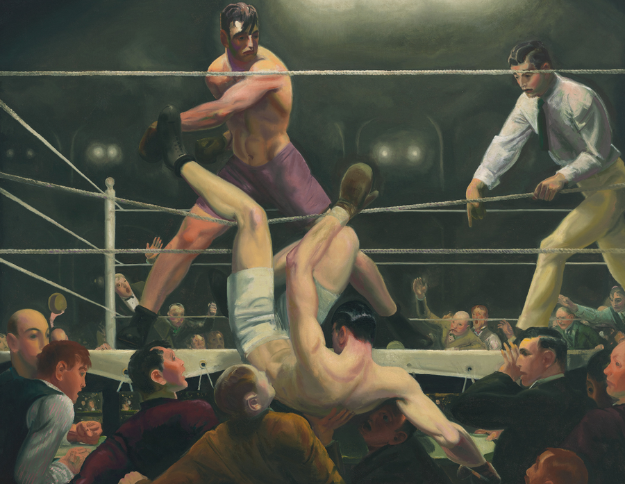 ”Dempsey și Fripo”, celebrul tablou al lui George Bellows Povestea pictorului George Bellows, artist pe teren la baschet și baseball, pe pânză la tenis și box: „Nu știu nimic despre box. Pictez doi bărbați care încearcă să se omoare unul pe celălalt”