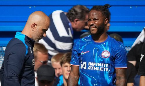 Enzo Maresca și Raheem Sterling, înaintea unui amical cu Inter, din vara lui 2024 / Foto: Imago