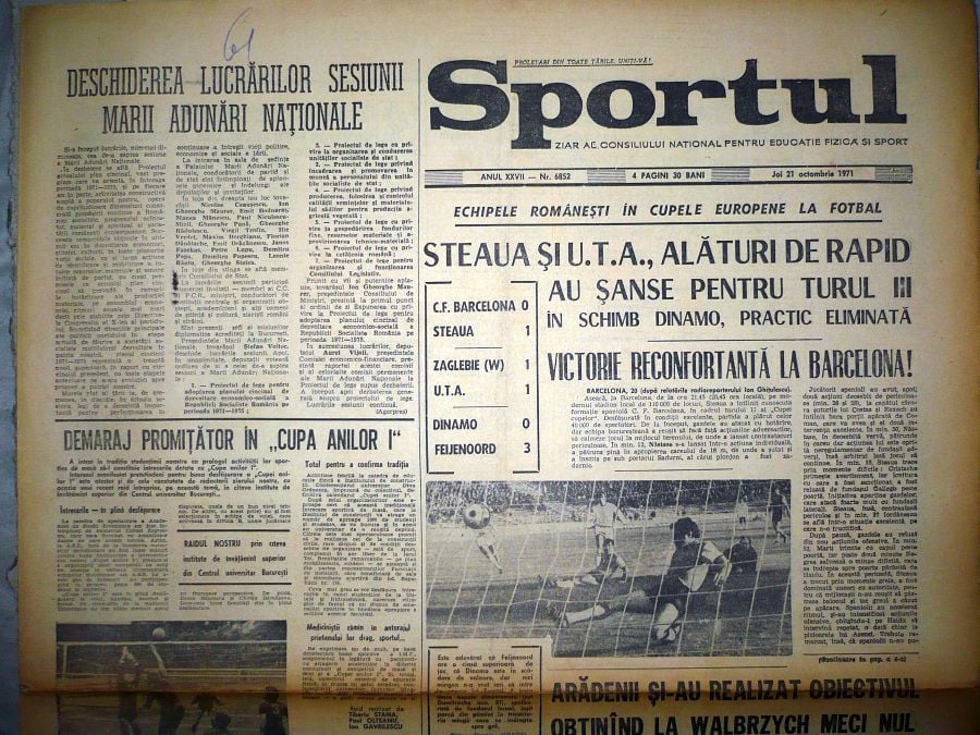 Retro GSP // VIDEO Barcelona - Steaua » 48 de ani de la unicul succes românesc pe Camp Nou! Ziua în care roș-albaștrii au învins creatorul „fotbalului total
