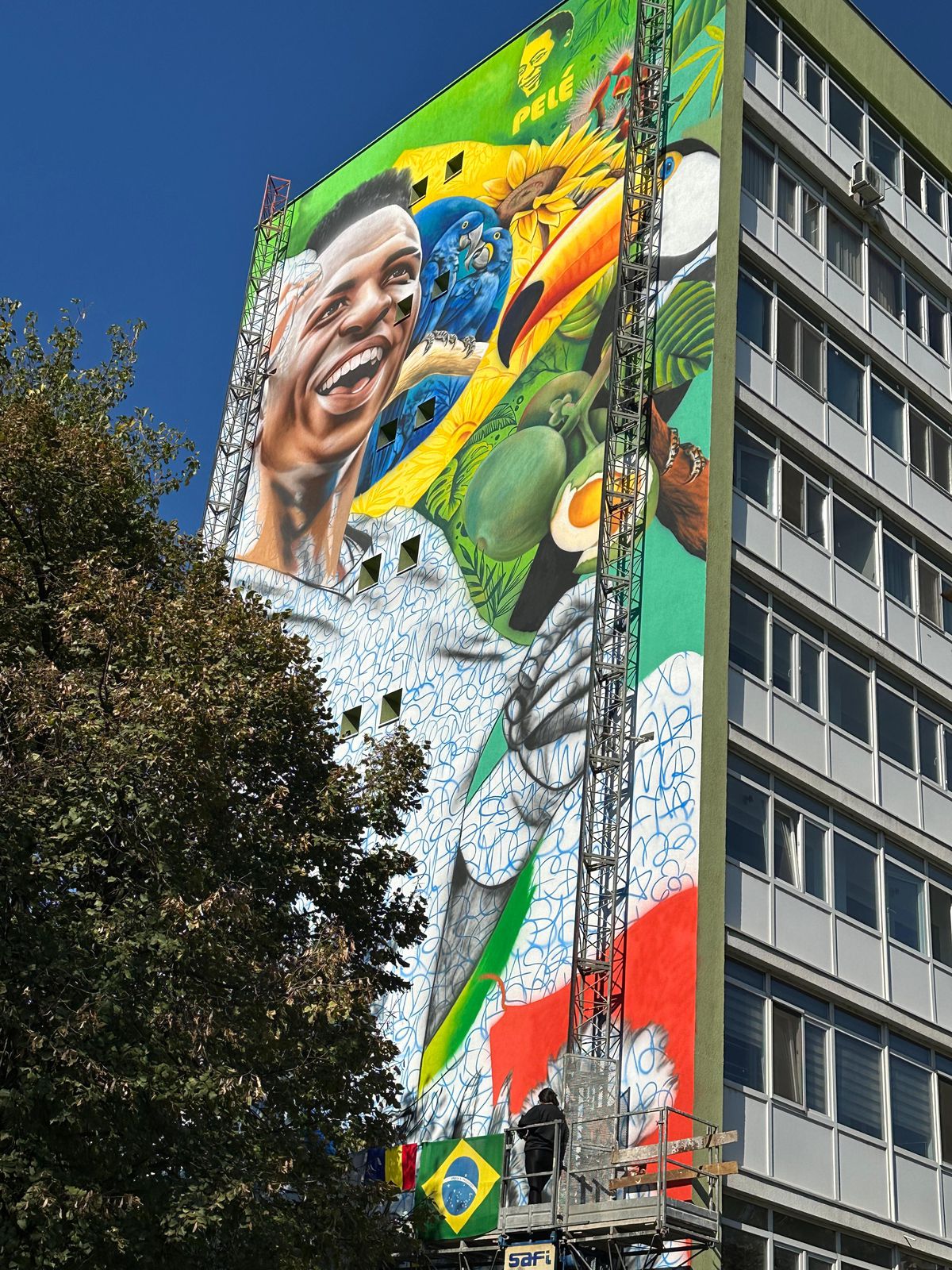 Chipiul lui Vinicius, dar și al lui Pele, mural de senzație în București