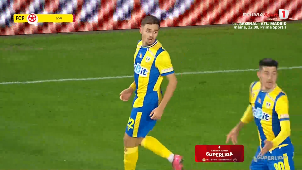 Golul marcat de Denis Radu în Petrolul - CFR Cluj