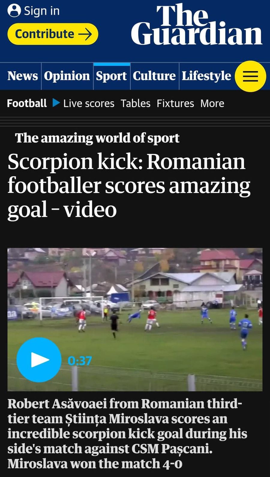 VIDEO WOW! Fotbalistul român vedetă în The Guardian după ultima ispravă: „Incredibil!”