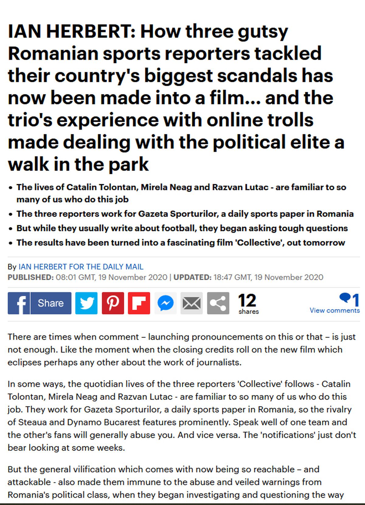 ProPublica, platforma de investigații cea mai importantă din SUA, elogiază „munca absolut extraordinară a ziariștilor de la Gazeta Sporturilor”