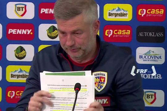 Edi Iordănescu vine pregătit la conferințele de presă, cu întrebări și răspunsuri / captură video