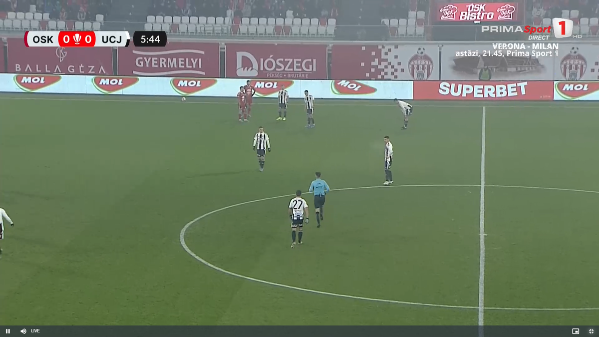 Florin Ștefan, intrare dură în minutul 5 și cartonaș roșu