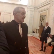 Gigi Becali a luat microfonul unui reporter în Parlamentul României, foto: captură video puterea.ro