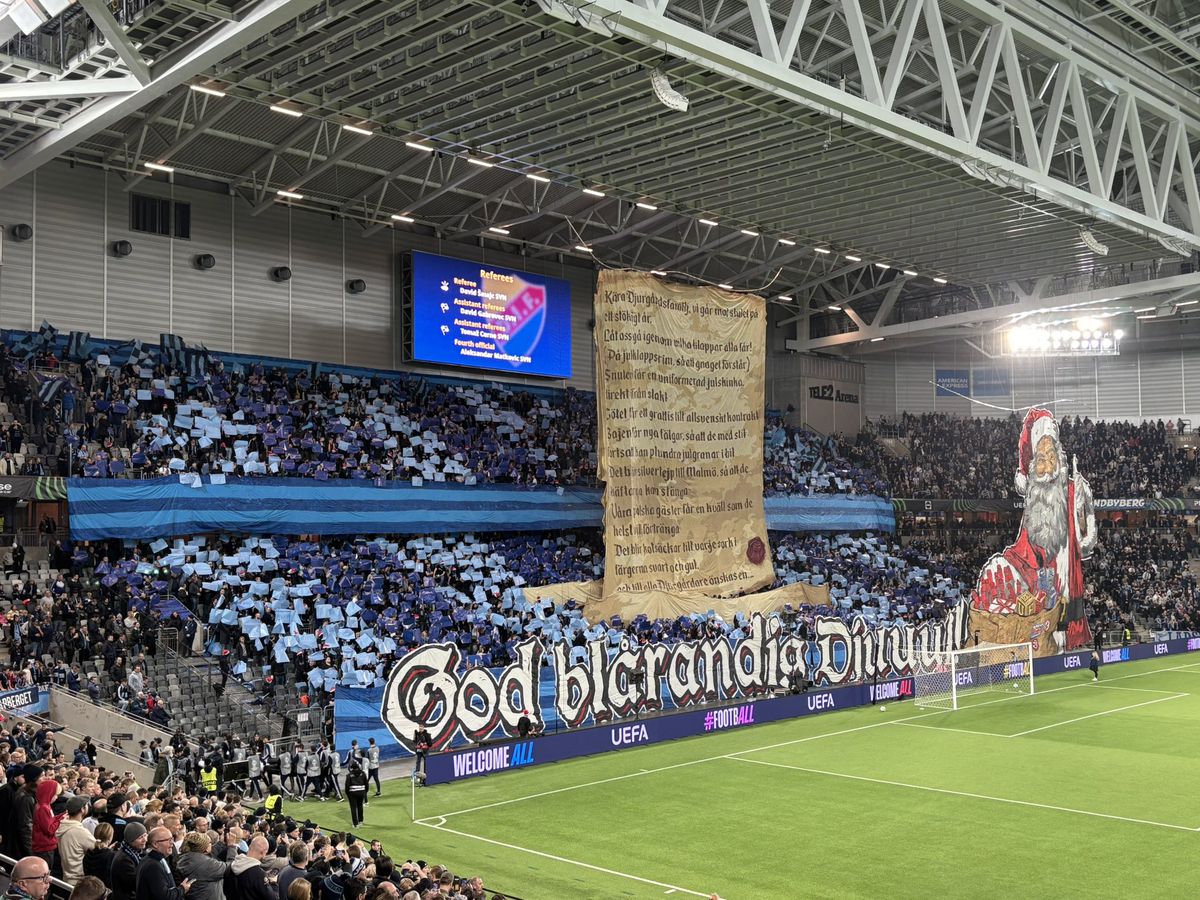 Scenografie colosală în Conference League » „UEFA Mafia”, mesajul scos din sacul lui Moș Crăciun! Meciul a fost oprit 15 minute