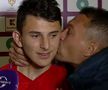 Pompiliu Stoica, felicitându-l pe Ianis Stoica în 2017, după debutul la FCSB
