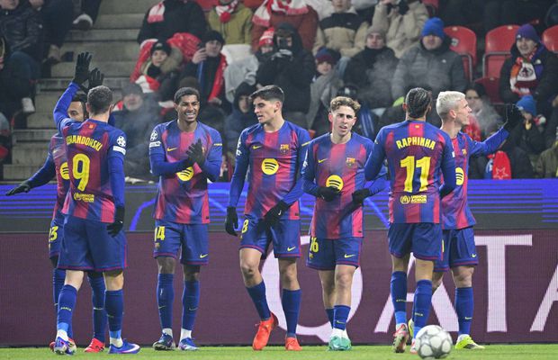 Meci de poveste la Praga! Barcelona se impune după un thriller cu Slavia » Catalanii rămân în lupta pentru primele 8 locuri