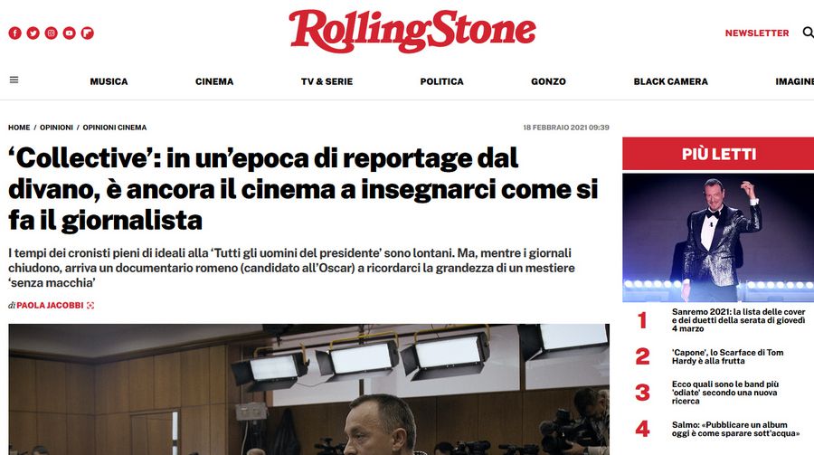 Tradiția și viitorul jurnalismului sunt dezbătute și în ediția milaneză a revistei Rolling Stone Ziarele din Italia scriu că „într-o epocă a reportajelor de pe canapea”, investigațiile „Gazetei Sporturilor din România” reconfirmă valoarea presei