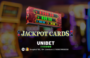 Jackpot Cards EGT a depășit 1.100.000 RON în Cazinoul Unibet și poate fi acordat la orice rotire