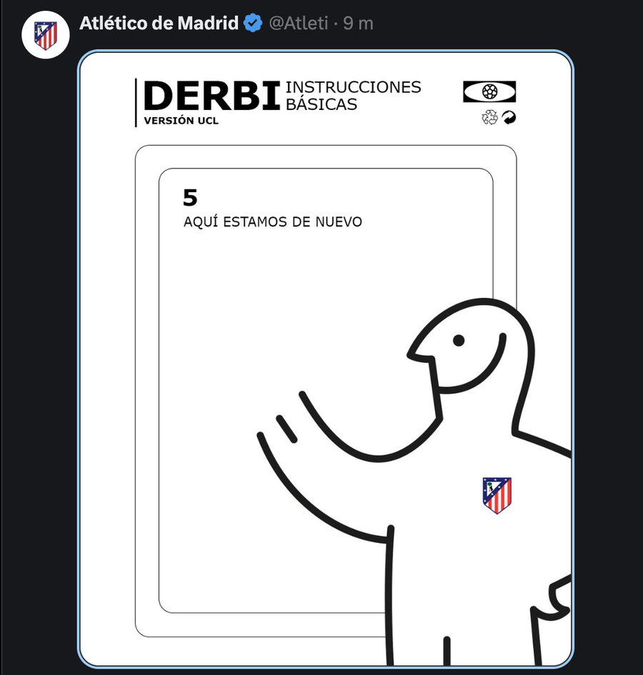 Atletico Madrid, reacție scurtă după ce a picat cu Real Madrid în Champions League » Referire la ironia dinaintea meciului din campionat