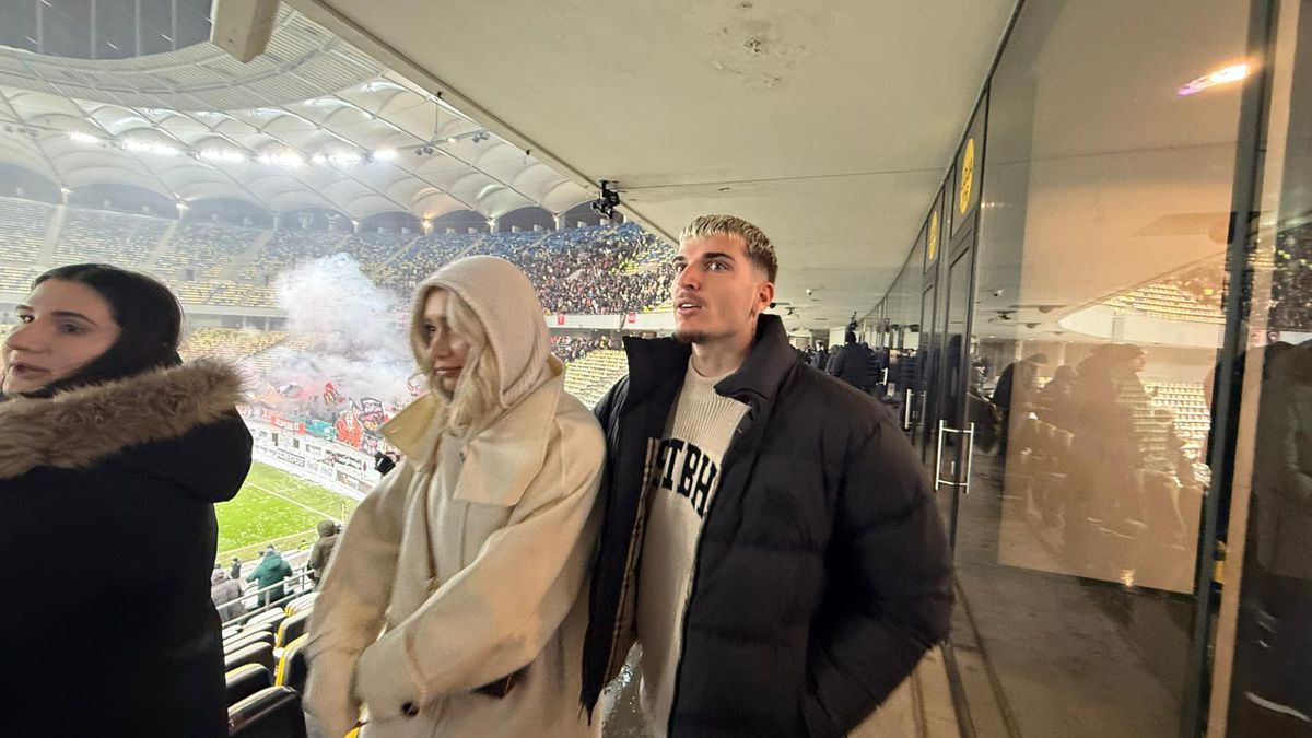 Apariție-surpriză! Internaționalul român și-a luat iubita și a venit prin ger la Rapid - Dinamo