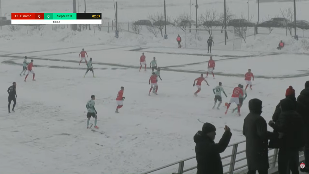 CS Dinamo - Sepsi se dispută pe un teren acoperit de zăpadă