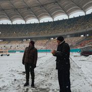 Gazonul Arenei Naționale, acoperit de zăpadă în ziua meciului Rapid - Dinamo/ foto Facebook @Rapid