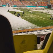 Gazonul Arenei Naționale, acoperit de zăpadă în ziua meciului Rapid - Dinamo/ foto Facebook @Rapid