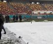 Gazonul Arenei Naționale, acoperit de zăpadă în ziua meciului Rapid - Dinamo