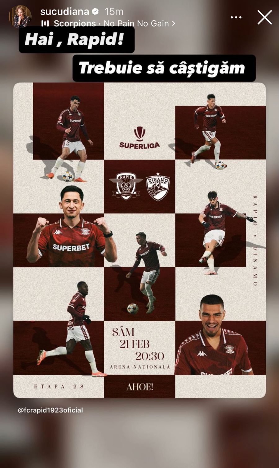 Postarea Dianei Șucu în ziua meciului cu Dinamo Diana Șucu, mesaj categoric în ziua derby-ului Rapid - Dinamo