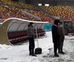 Gazonul Arenei Naționale, acoperit de zăpadă în ziua meciului Rapid - Dinamo