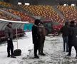 Gazonul Arenei Naționale, acoperit de zăpadă în ziua meciului Rapid - Dinamo