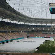 Gazonul Arenei Naționale, acoperit de zăpadă în ziua meciului Rapid - Dinamo/ foto Facebook @Rapid