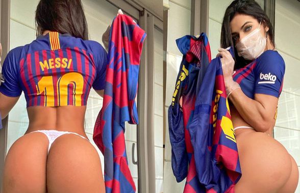 FOTO // Fosta Miss Bum Bum, campanie umanitară în bikini și tricoul lui Messi: „Începem licitația”