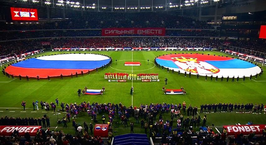 Naționala de fotbal a Rusiei a câștigat meciul amical disputat contra Serbiei, scor 4-0. Partida s-a jucat pe VTP Arena, din Moscova, în fața a aproximativ 30.000 de spectatori.