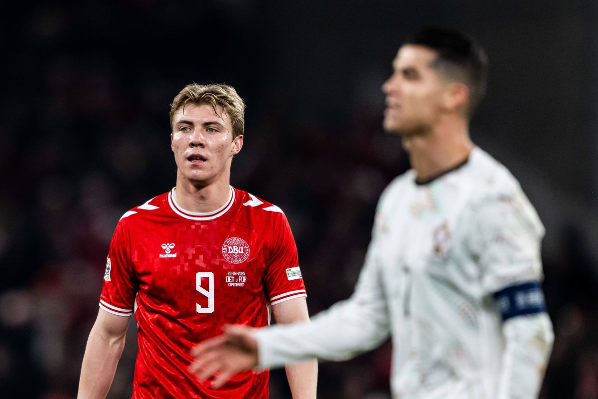 Rasmus Hojlund a celebrat în stilul lui Cristiano Ronaldo în Danemarca - Portugalia
