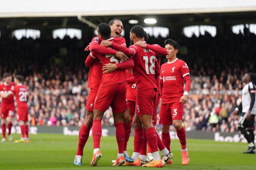 Jucătorii lui Liverpool sărbătorind golul lui Ryan Gravenberch. Sursă: Imago