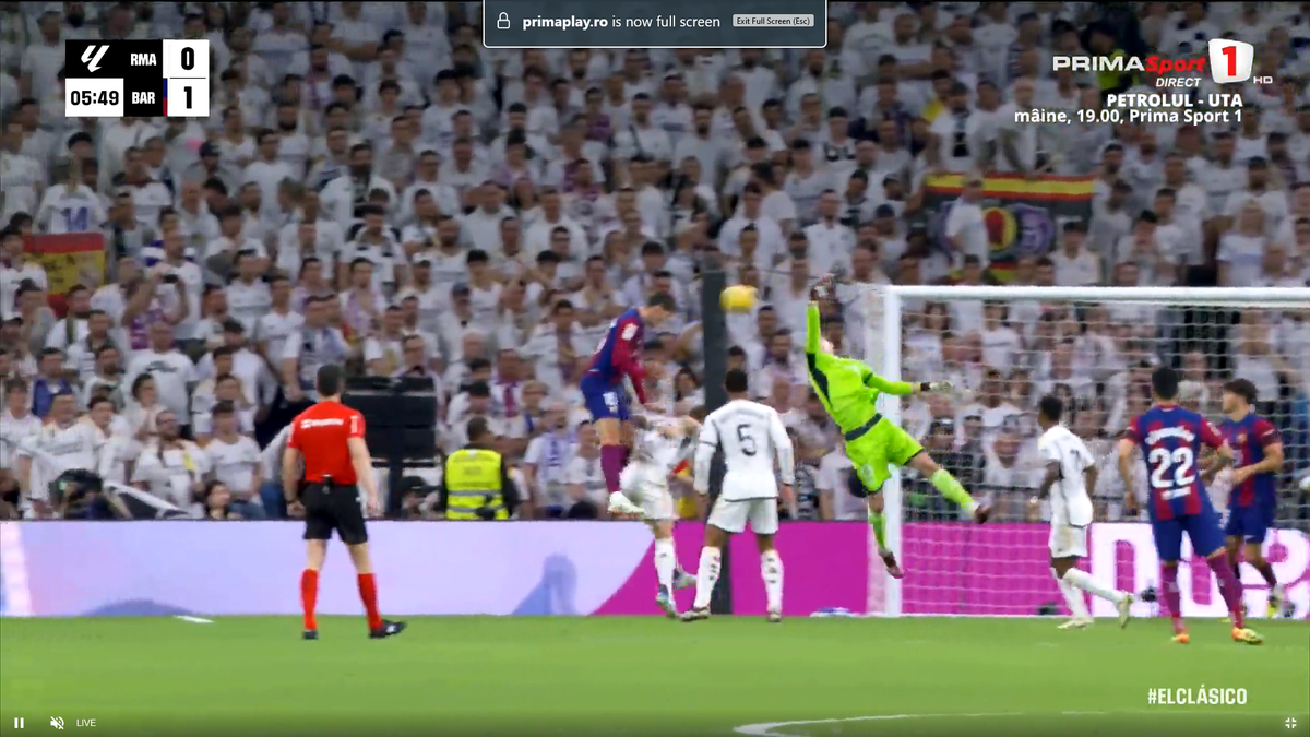 Eroarea lui Lunin în Real Madrid - Barcelona