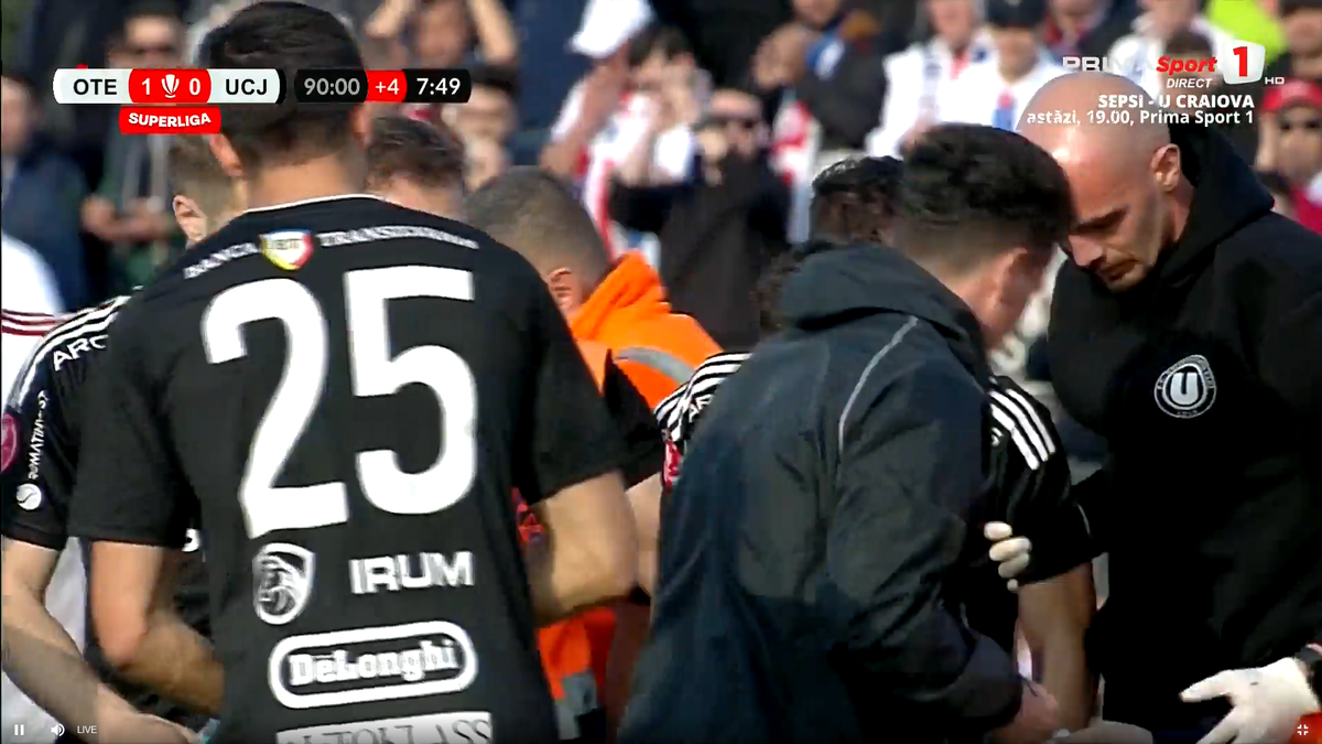 Dan Nistor, plin de sânge la Galați » Imagini dure cu jucătorul lui U Cluj transportat la spital