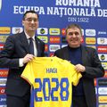 Răzvan Burleanu și Gică Hagi, în momentul prezentării la echipa națională