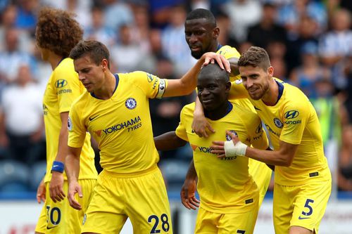 N'Golo Kanté, celebrând alături de colegi un gol la Chelsea. foto: Guliver/Getty Images