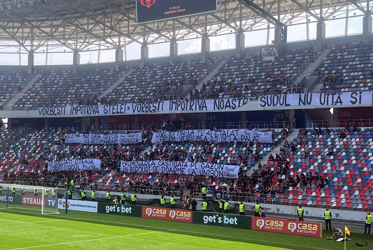 Fanii CSA Steaua, mesaje dure către Florin Talpan și conducerea clubului: „Circ ieftin la TV ai etalat / Privim versiunea 2.0 de la Palat”