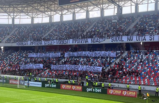 Fanii CSA Steaua, mesaje dure către Florin Talpan și conducerea clubului: „Circ ieftin la TV ai etalat / Privim versiunea 2.0 de la Palat”