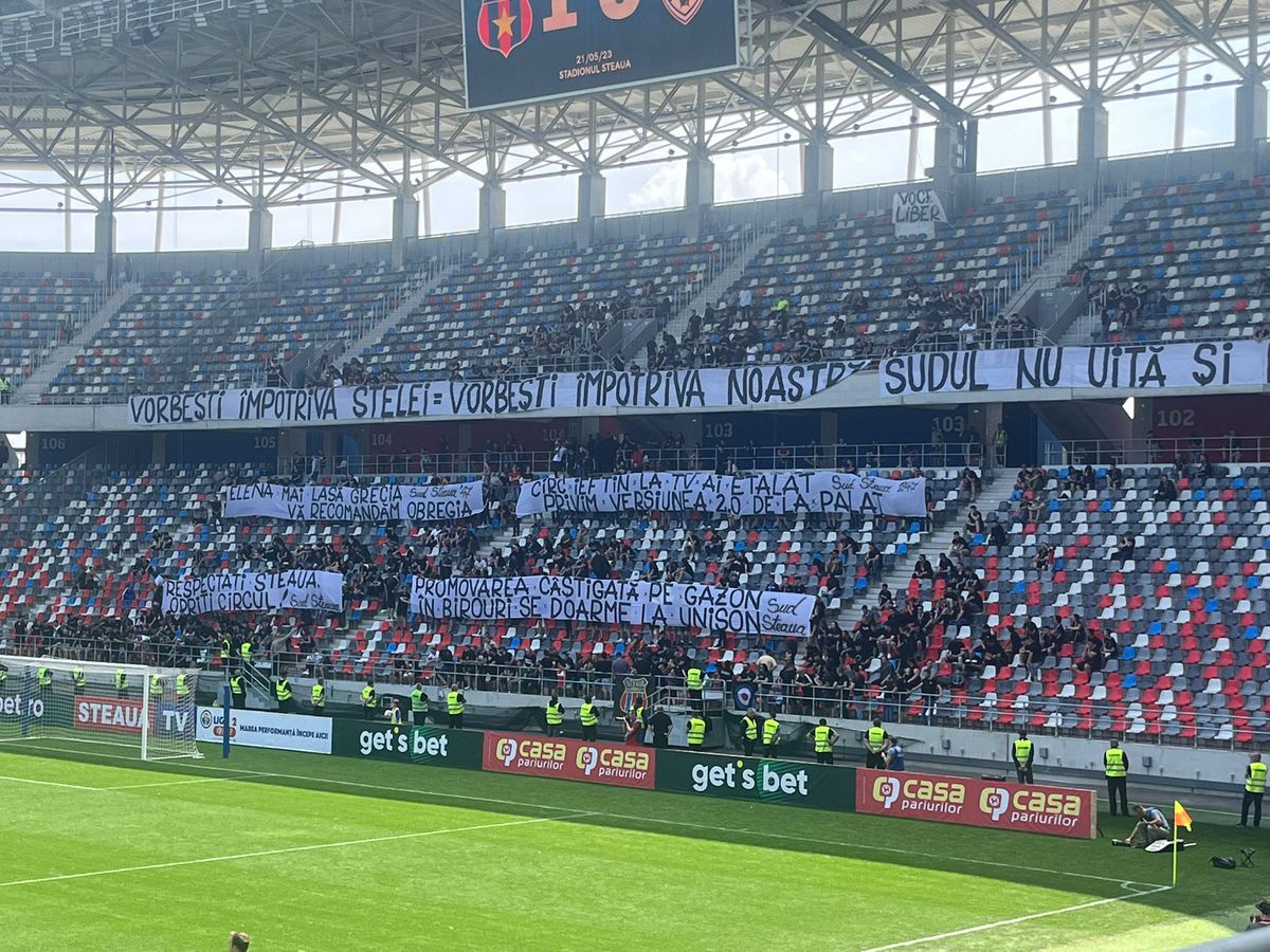 Fanii CSA Steaua, mesaje dure către Florin Talpan și conducerea clubului: „Circ ieftin la TV ai etalat / Privim versiunea 2.0 de la Palat”