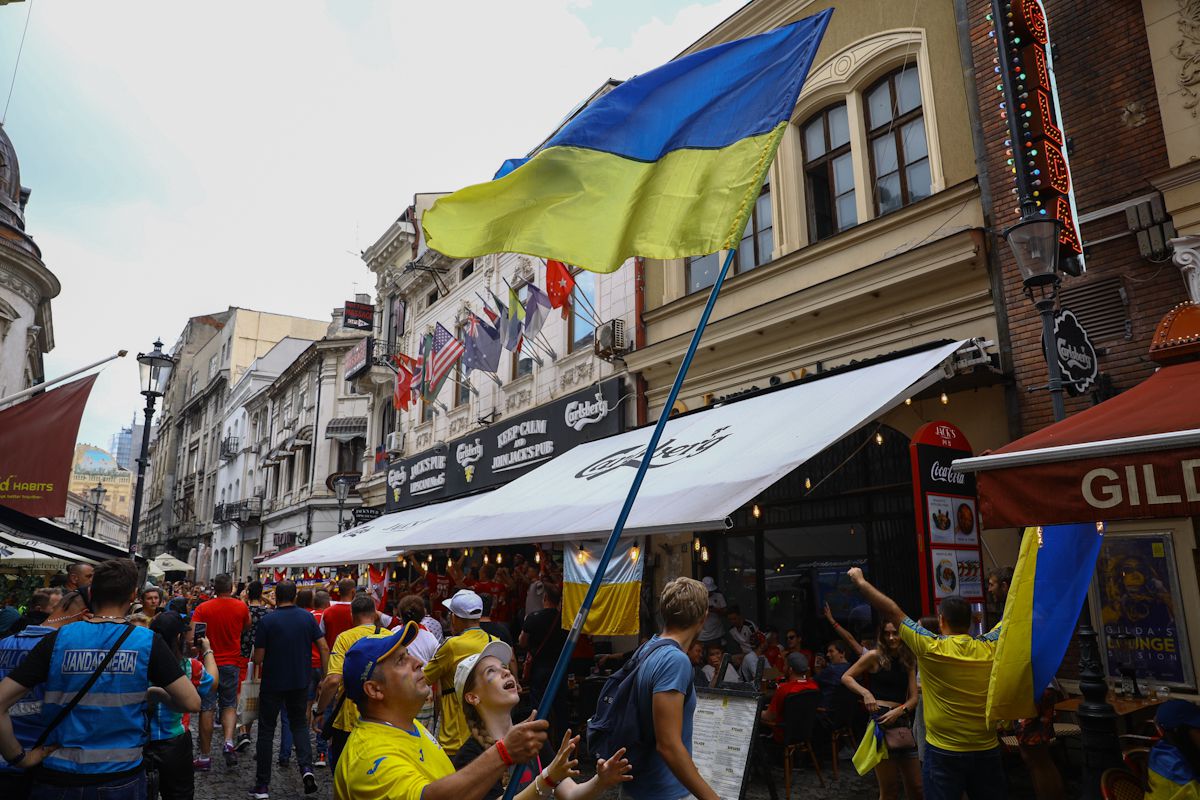 Ucraina - Austria. Suporteri în Centrul Vechi