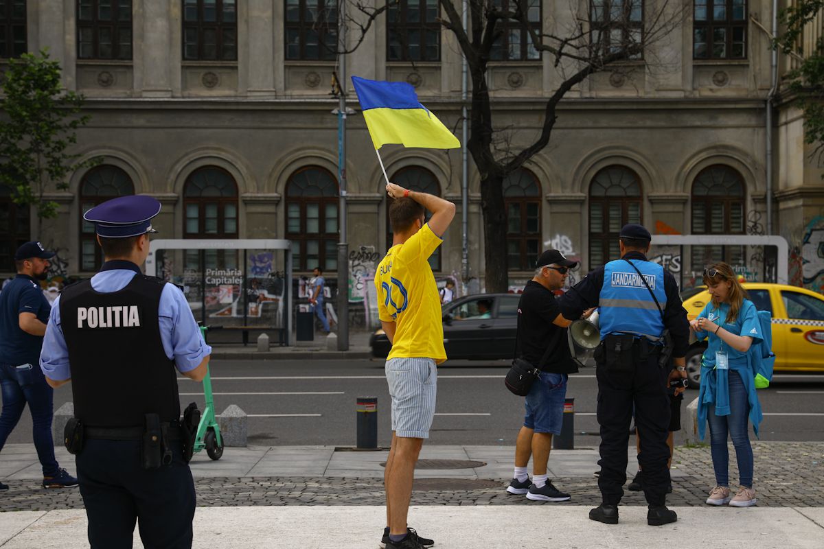 Ucraina - Austria. Suporteri în Centrul Vechi