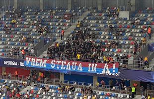 Ultrașii CSA Steaua și-au continuat războaiele la România U21 - Spania U21 » Ce banner au afișat + scandări vehemente anti-Burleanu, FRF și Gigi Becali